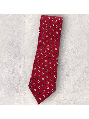 NEW PROCHOWNICK Silk Tie ITALY Red Blue White Geometric W:3.7"